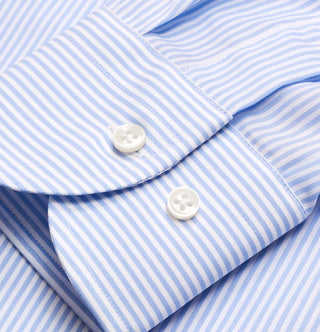 Detail of adjustable rounded cuffs on a premium Italian cotton shirt