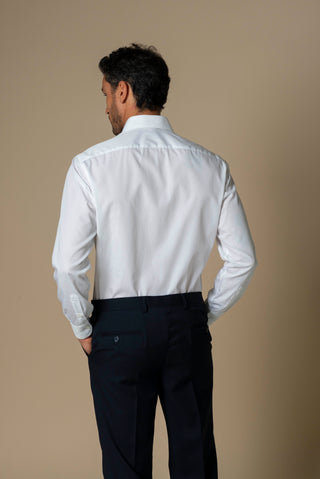 Men's white Italian classic collar shirt, back view | VESTITI