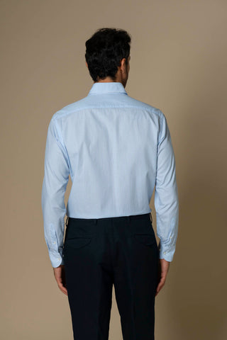 Men's blue stripe Italian button-down shirt, back view | VESTITI